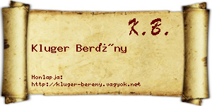 Kluger Berény névjegykártya